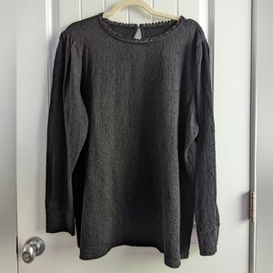 Loft Black Long Sleeve Plus Size Blouse Sz XXL